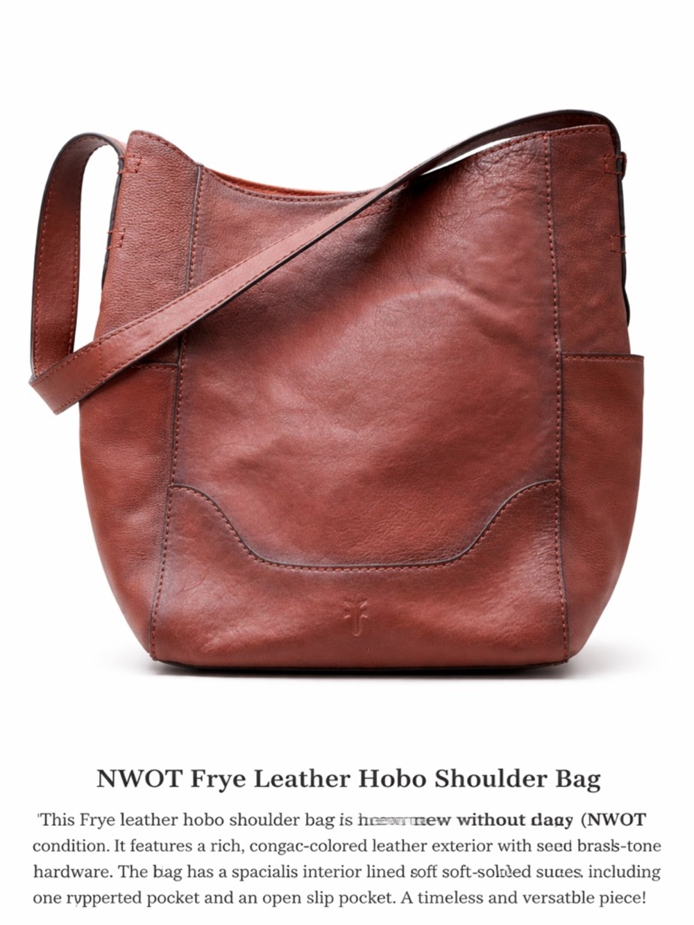 Frye Cognac Leather Hobo Bag NWOT | Slouchy Shoulder Bag Rustic Brown